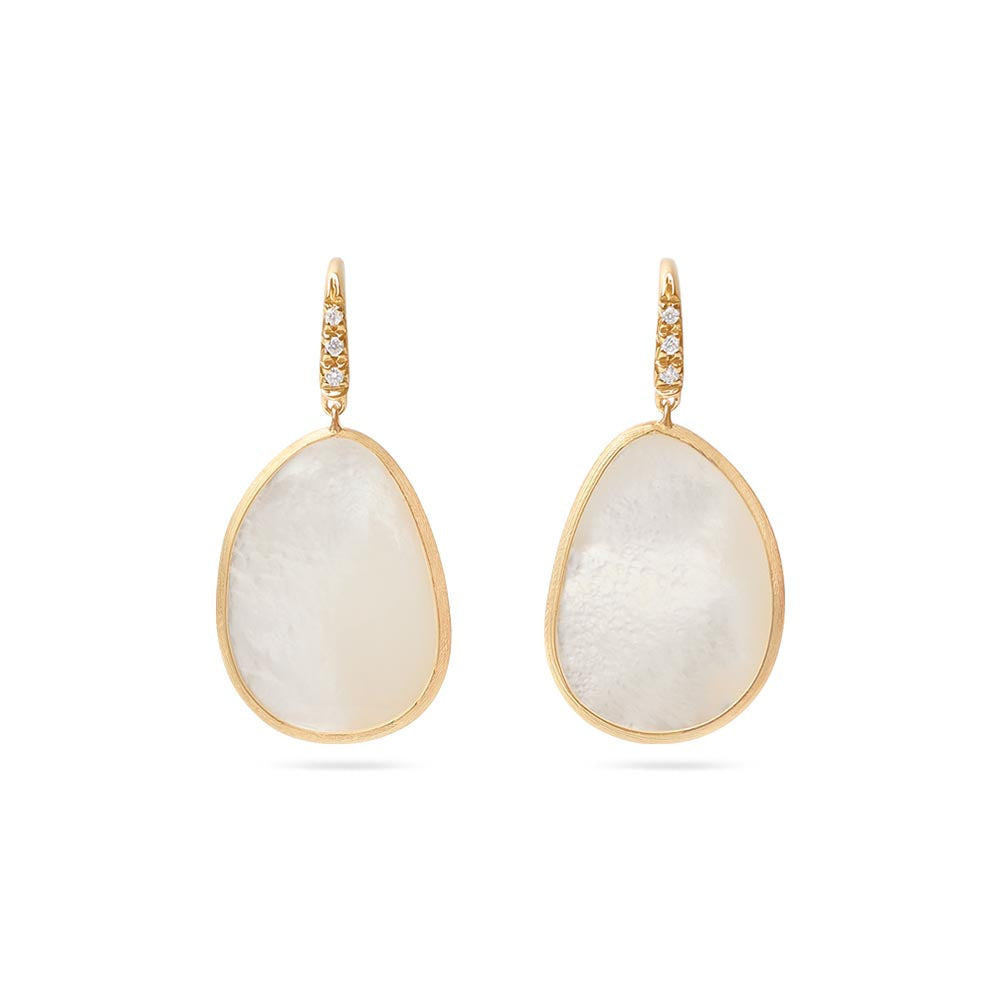 Marco Bicego Lunaria Mother of Pearl French Wire Diamond Drop Earrings