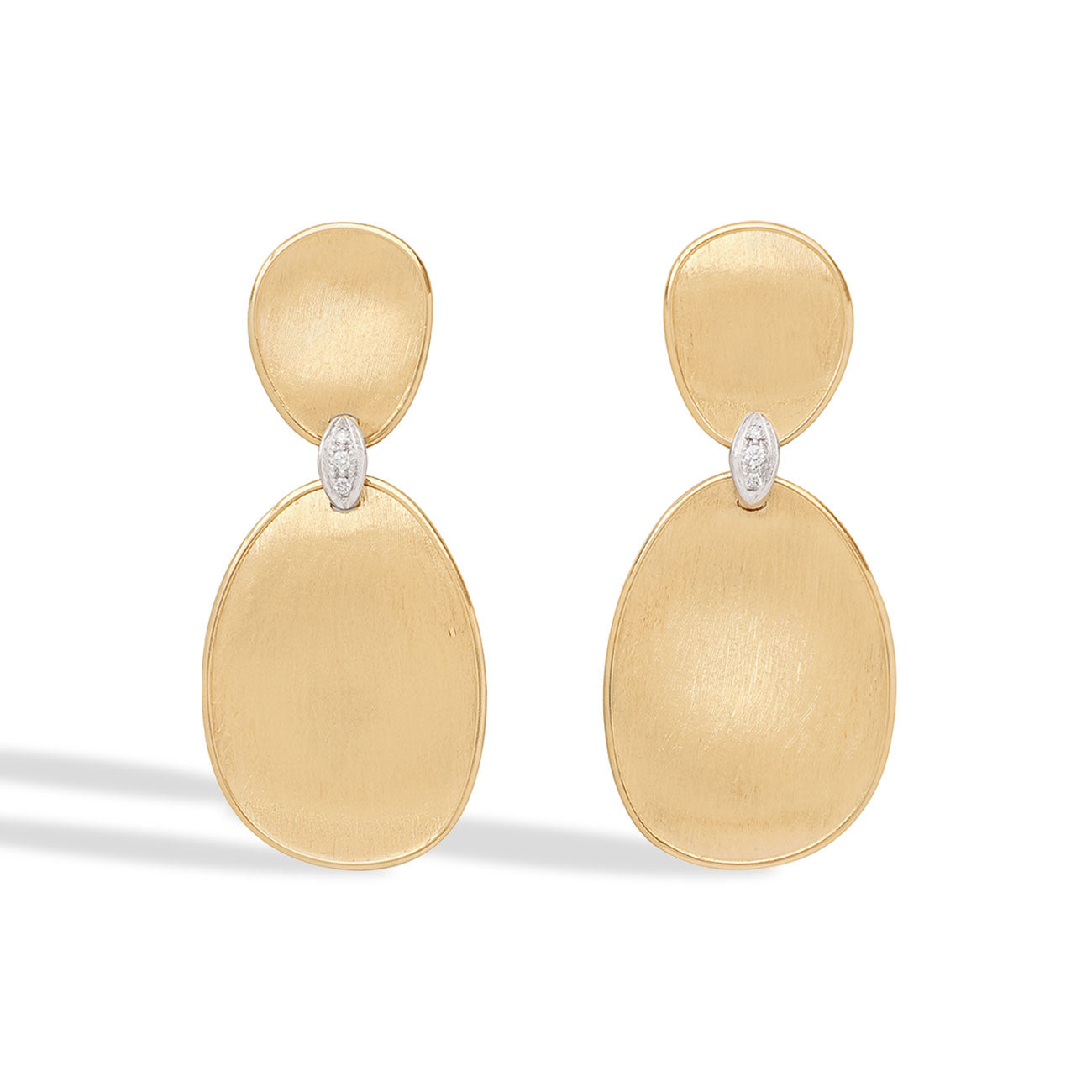 Marco Bicego Lunaria Yellow Gold Diamond Double Drop Earrings