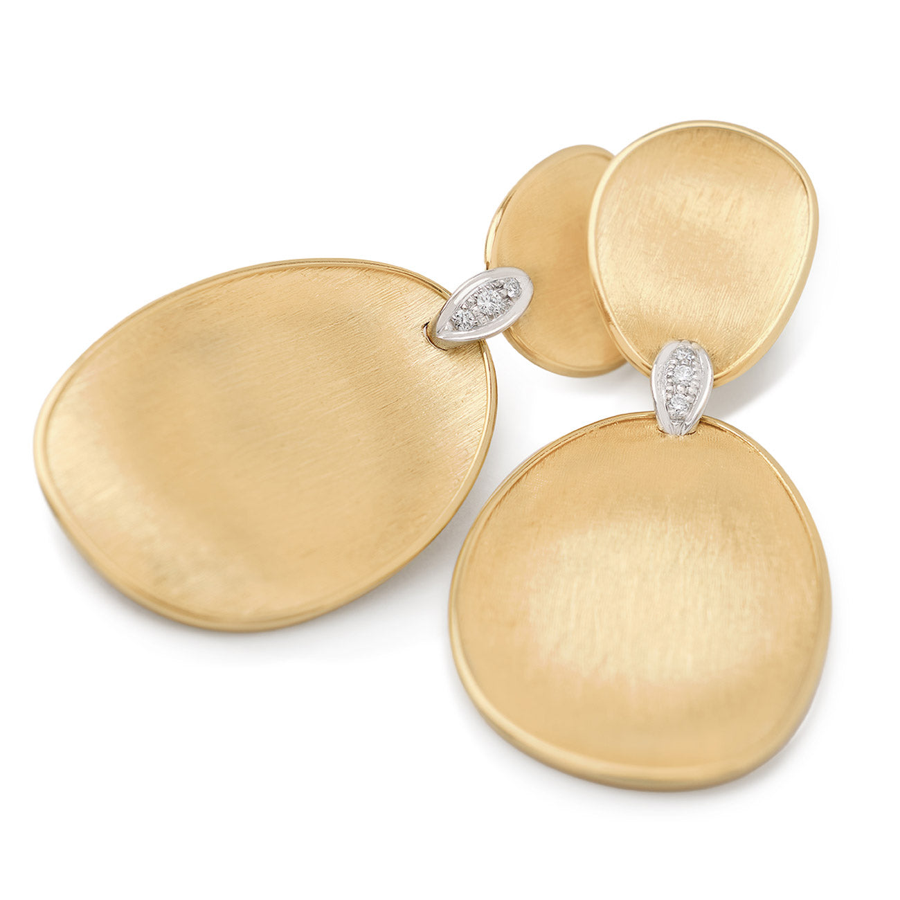 Marco Bicego Lunaria Yellow Gold Diamond Double Drop Earrings