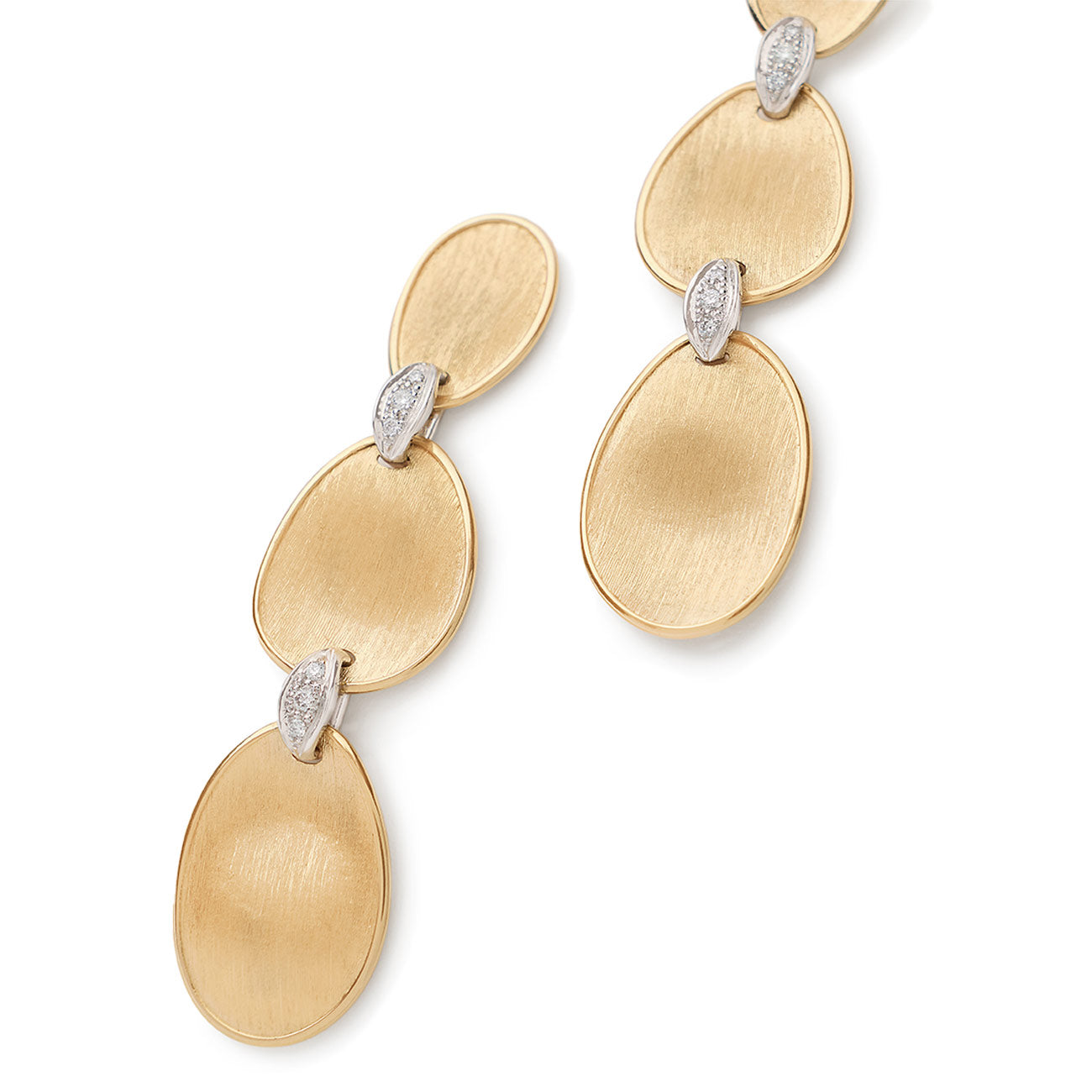 Marco Bicego Lunaria Yellow Gold Diamond Three Tier Drop Earrings