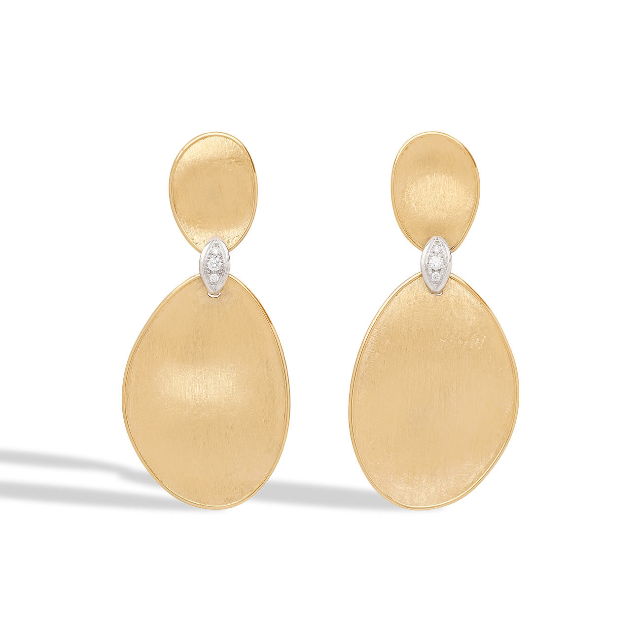 Marco Bicego Lunaria Gold Large Diamond Double Drop Earrings