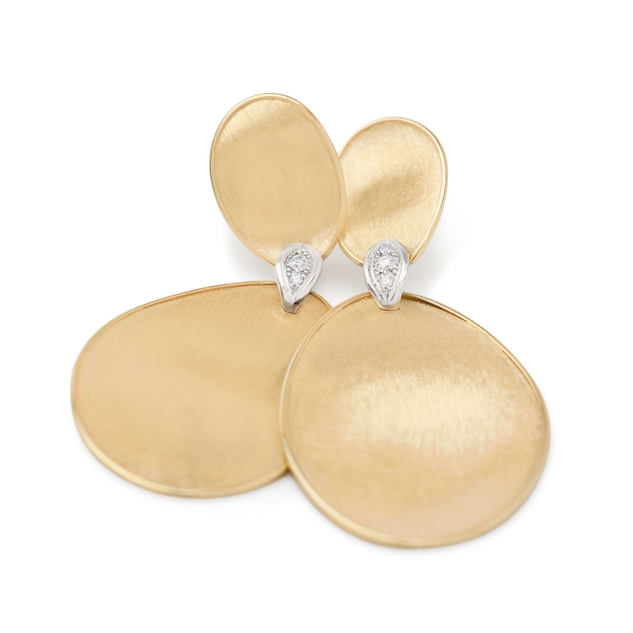 Marco Bicego Lunaria Gold Large Diamond Double Drop Earrings