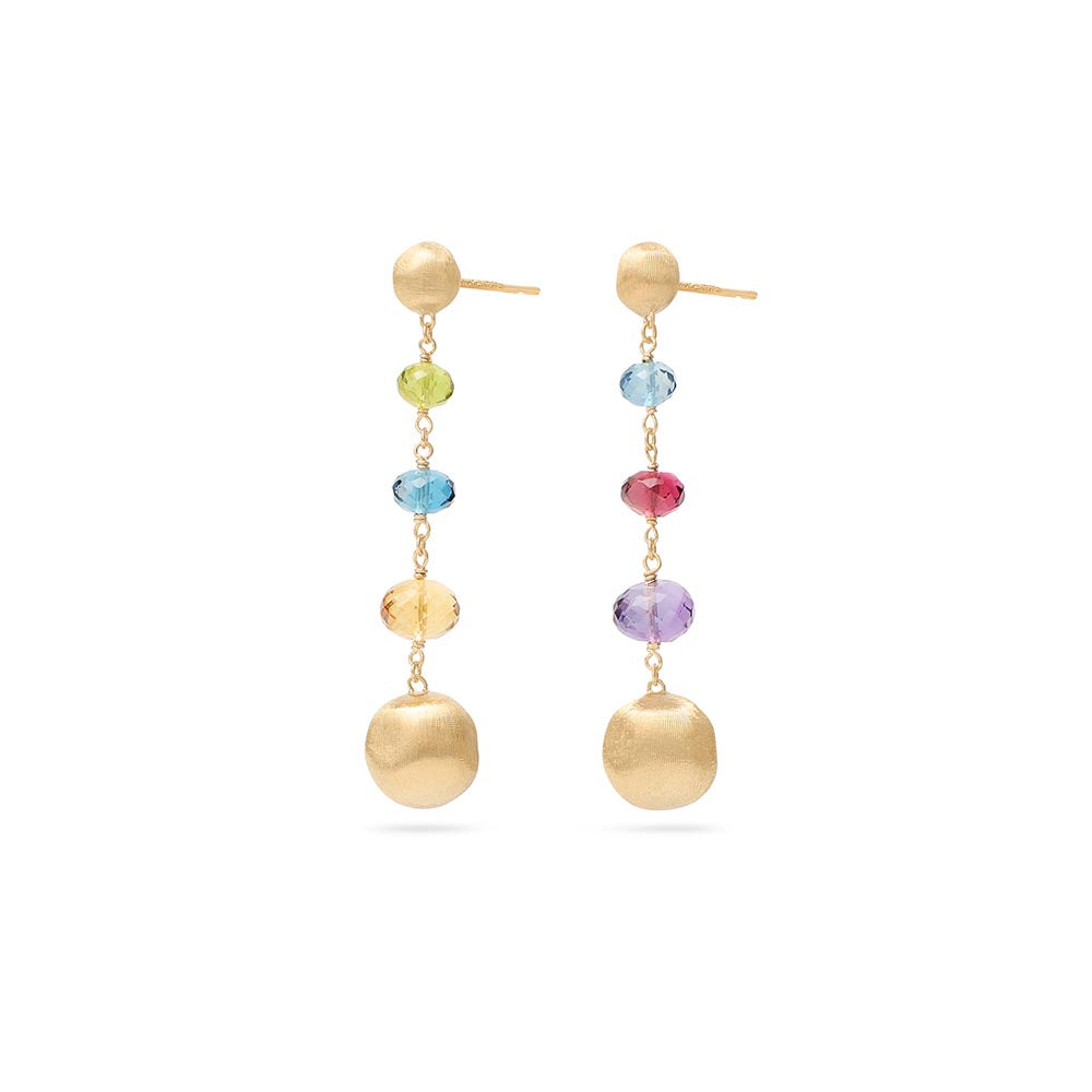 Marco Bicego Africa Color Yellow Gold Mixed Gemstone Drop Earrings