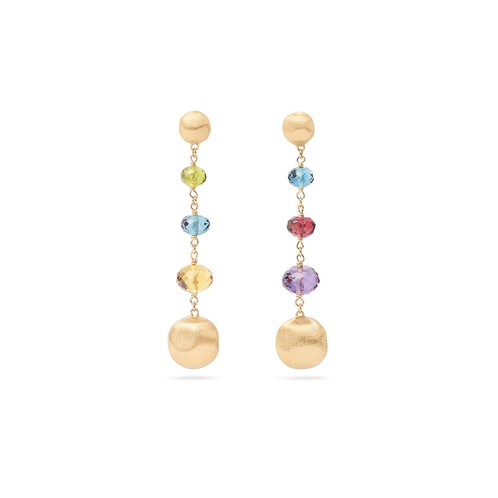 Marco Bicego Africa Color Yellow Gold Mixed Gemstone Drop Earrings