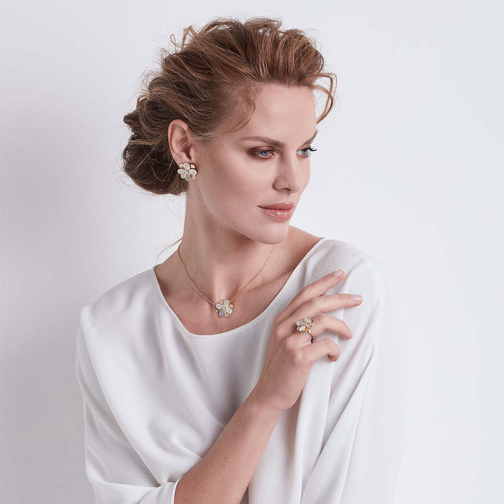 Marco Bicego Petali Mother of Pearl and Gold Flower Studs
