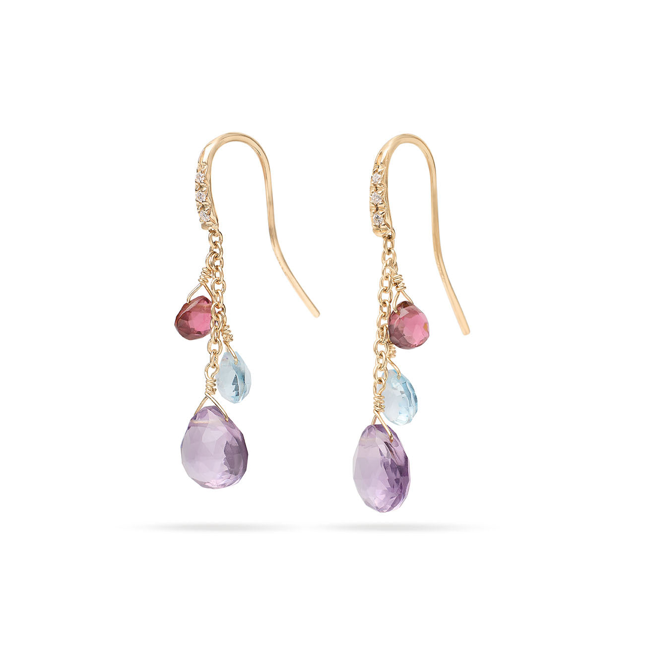Marco Bicego Paradise 3 Mixed Gemstone Drop Earrings with Diamonds