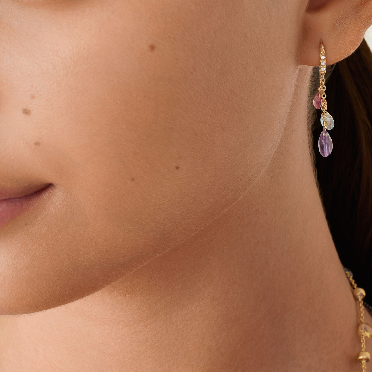 Marco Bicego Paradise 3 Mixed Gemstone Drop Earrings with Diamonds