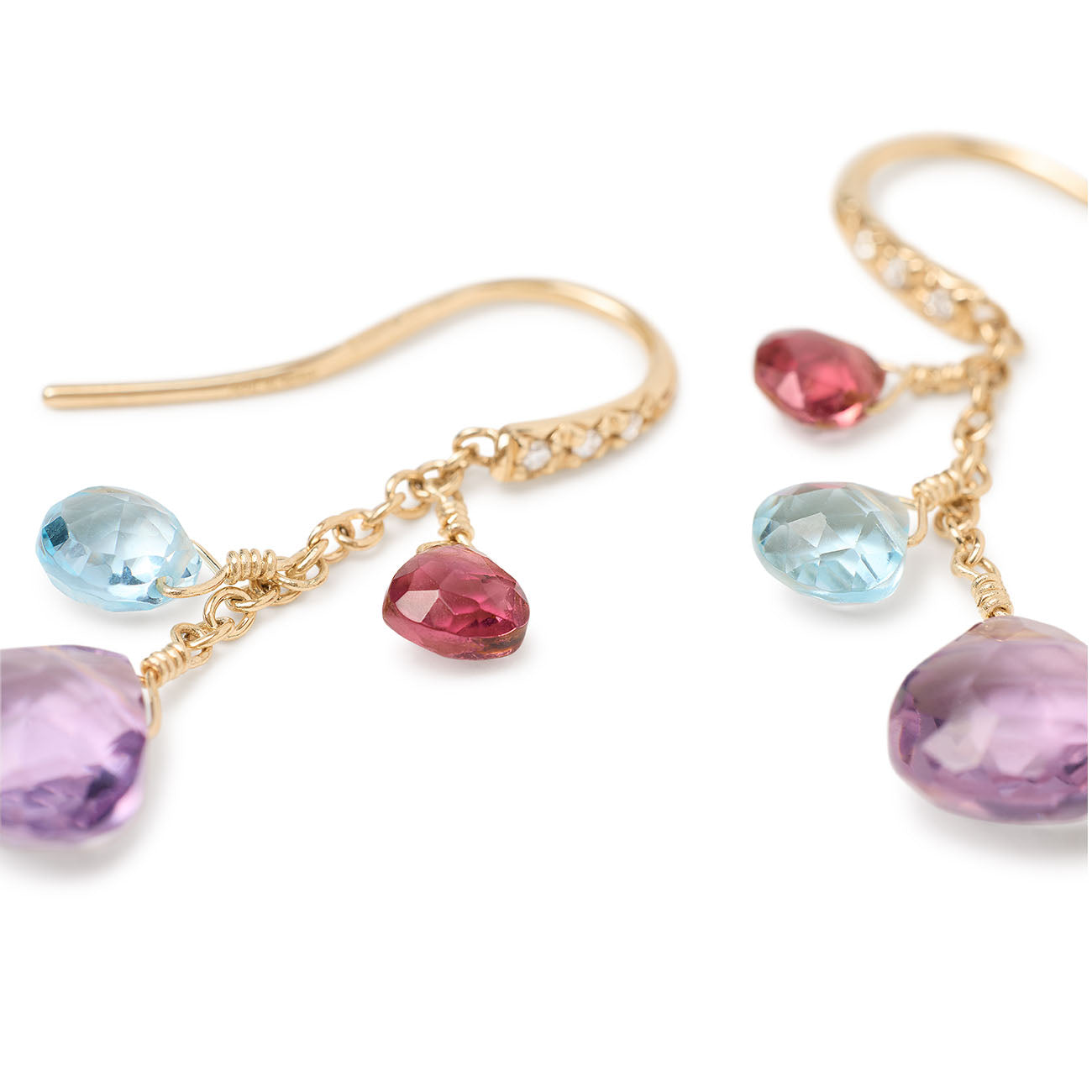 Marco Bicego Paradise 3 Mixed Gemstone Drop Earrings with Diamonds