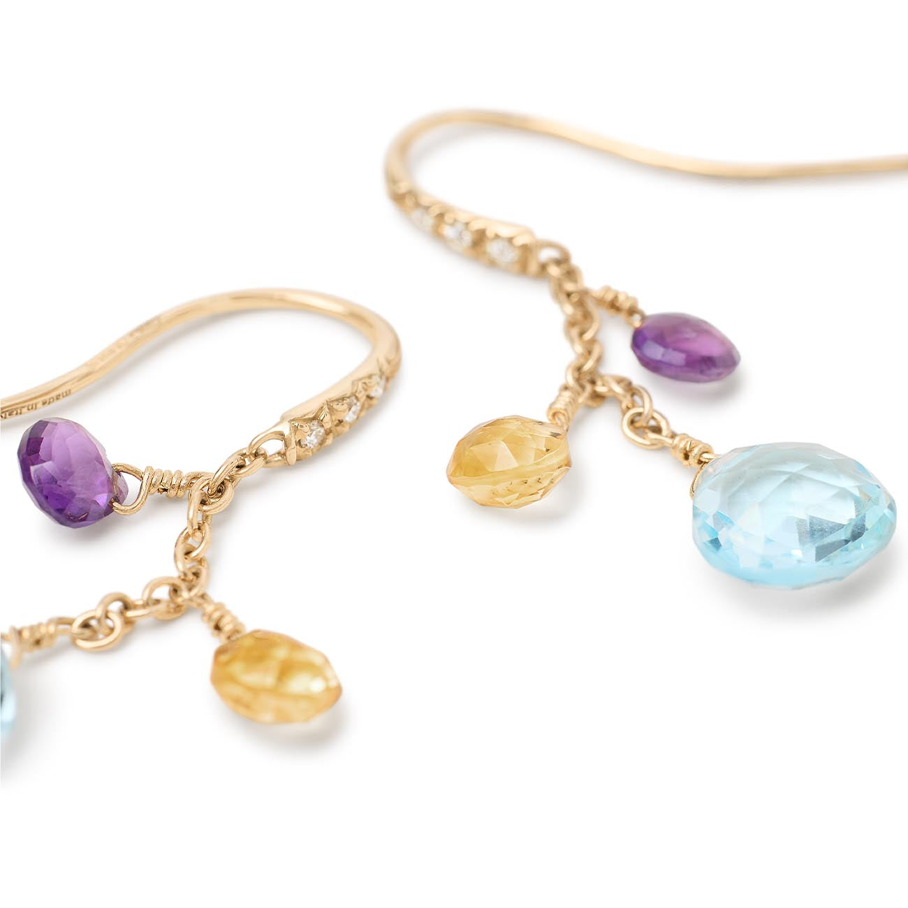 Marco Bicego Paradise 3 Mixed Gemstone Dangle Earrings with Diamonds