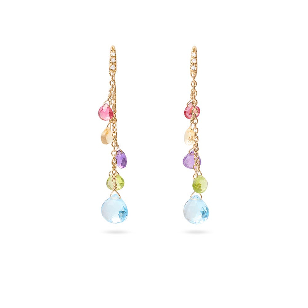 Marco Bicego Paradise 5 Mixed Gemstone Drop Earrings with Diamonds