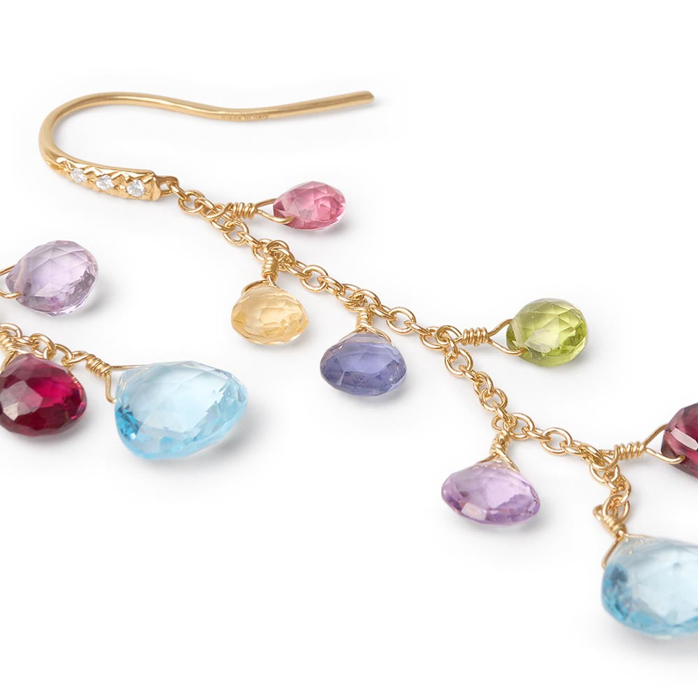 Marco Bicego Paradise 7 Mixed Gemstone Drop Earrings with Diamonds