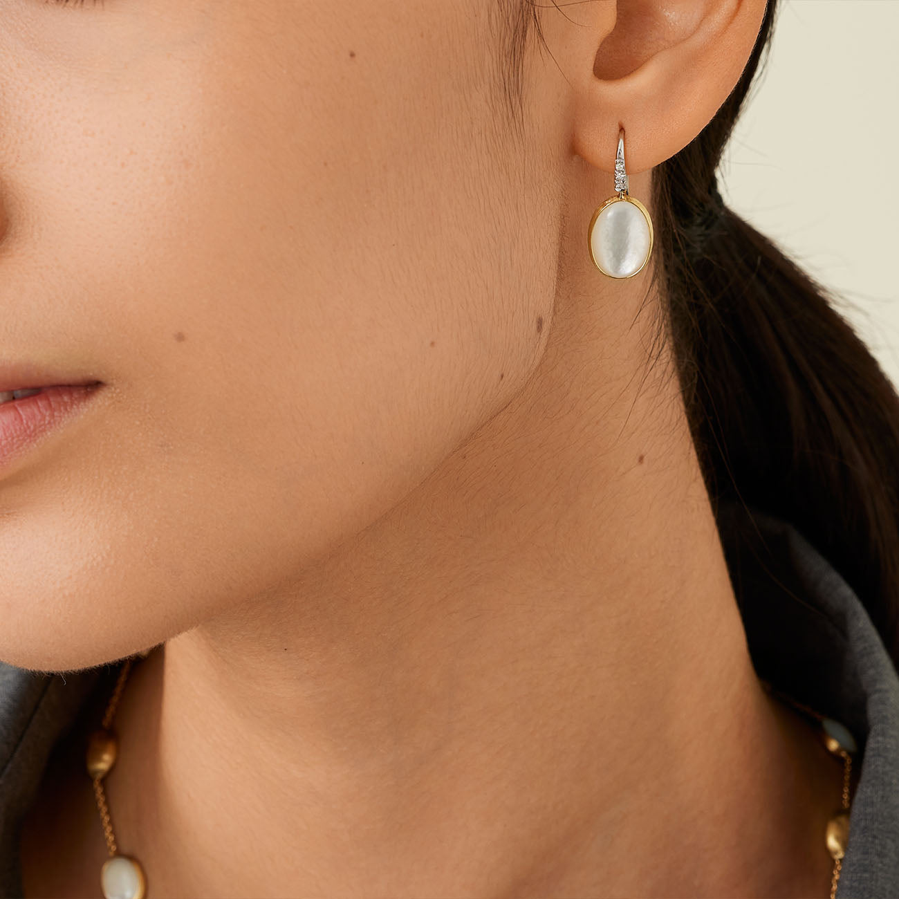 Marco Bicego Siviglia Mother of Pearl Diamond Hook Earrings