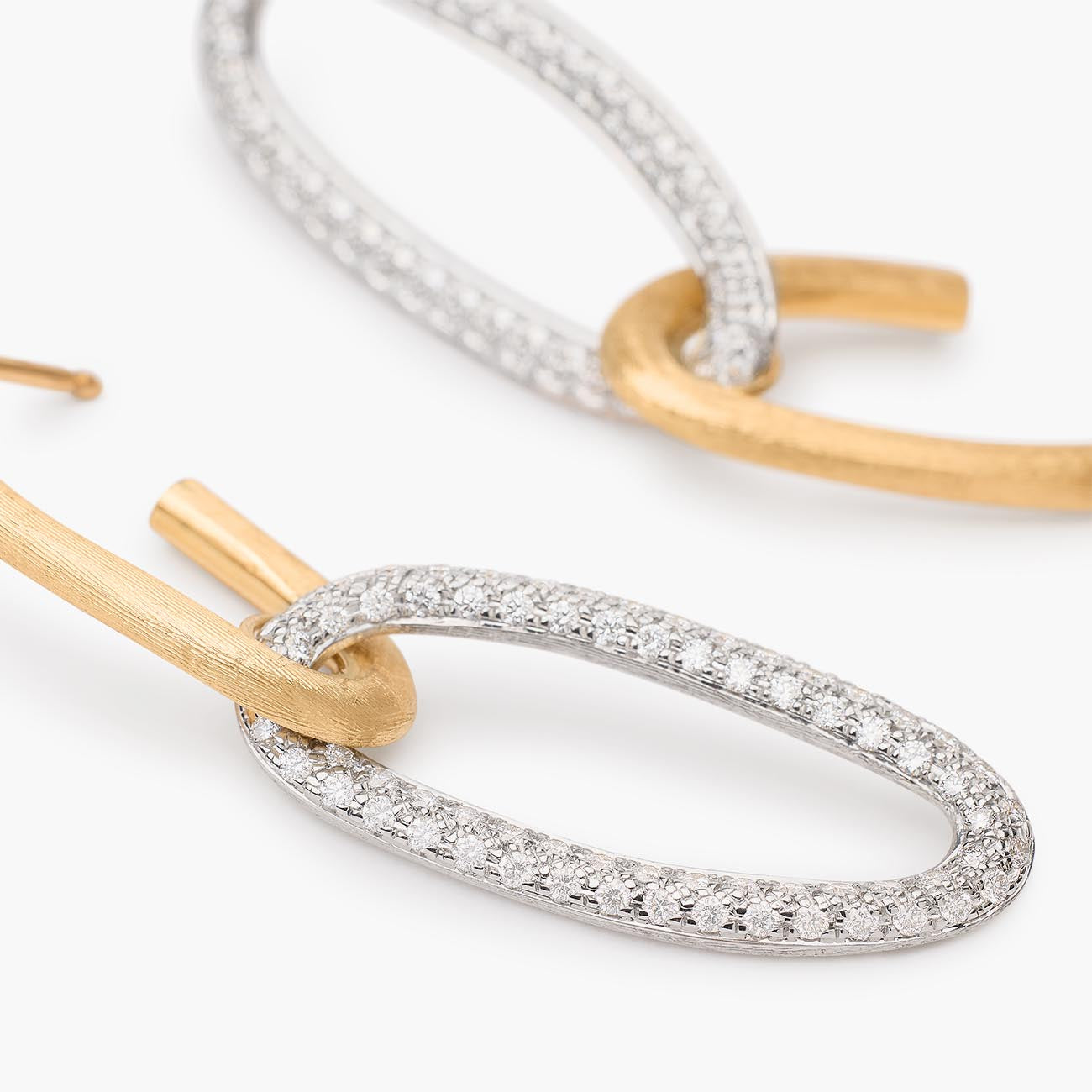 Marco Bicego Alta Diamond and Gold Drop Link Earrings