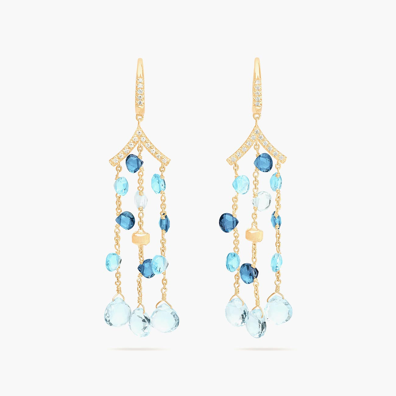 Marco Bicego Paradise Alta Mixed Topaz Three-Strand Chandelier Earrings