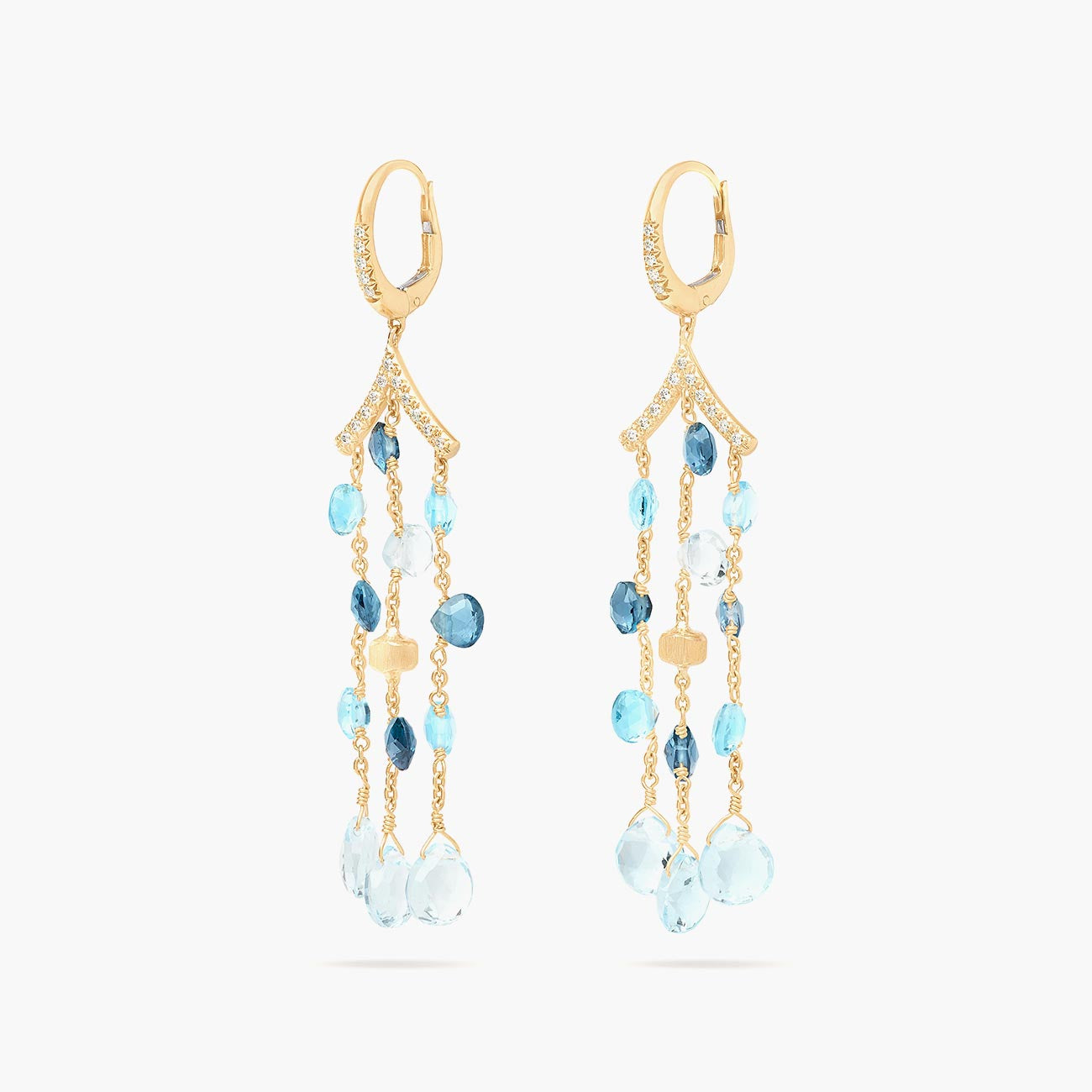 Marco Bicego Paradise Alta Mixed Topaz Three-Strand Chandelier Earrings