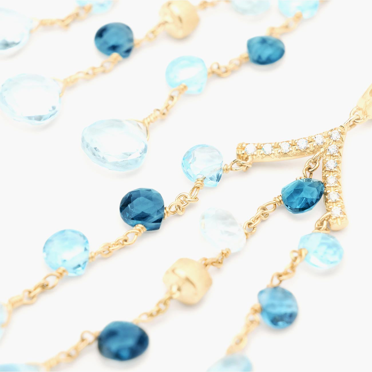 Marco Bicego Paradise Alta Mixed Topaz Three-Strand Chandelier Earrings