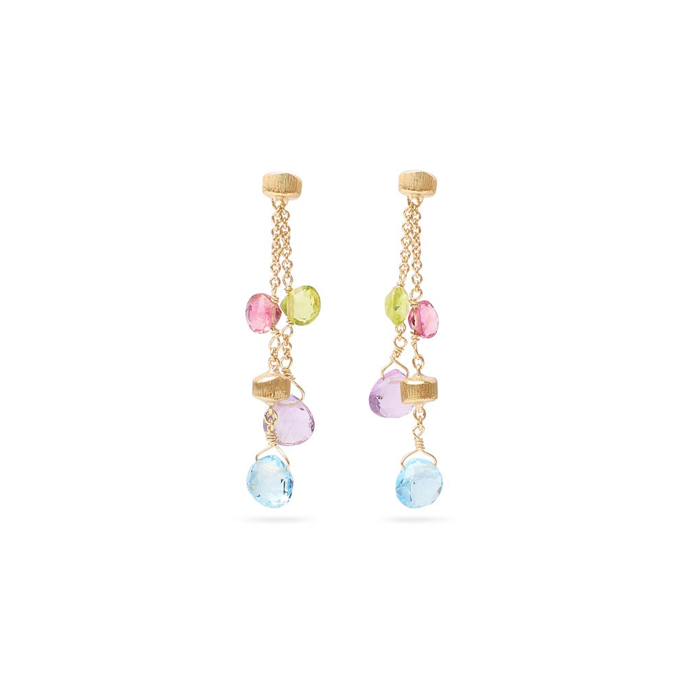 Marco Bicego Paradise Yellow Gold Mixed Gemstone Two Strand Drop Earrings