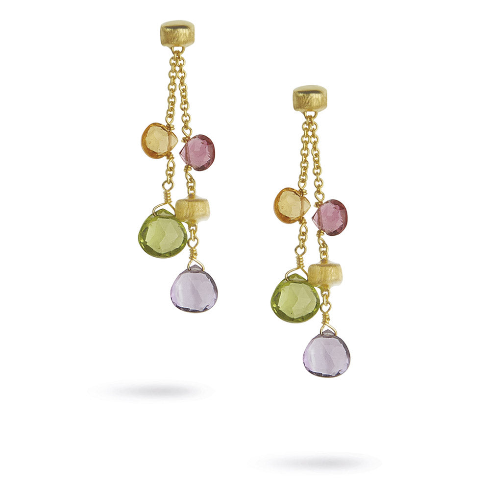 Marco Bicego Paradise Yellow Gold Mixed Gemstone Two Strand Drop Earrings