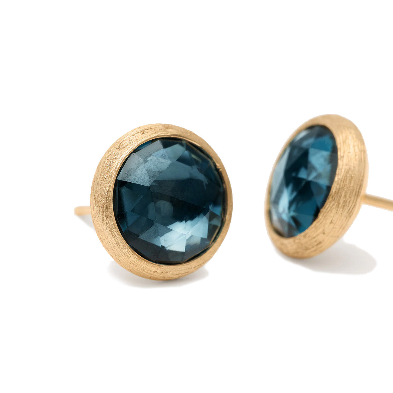 Marco Bicego Jaipur Yellow Gold London Blue Topaz Stud Earrings