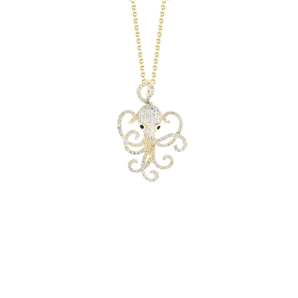 Roberto Coin Tiny Treasures Diamond Octopus Pendant in Yellow Gold