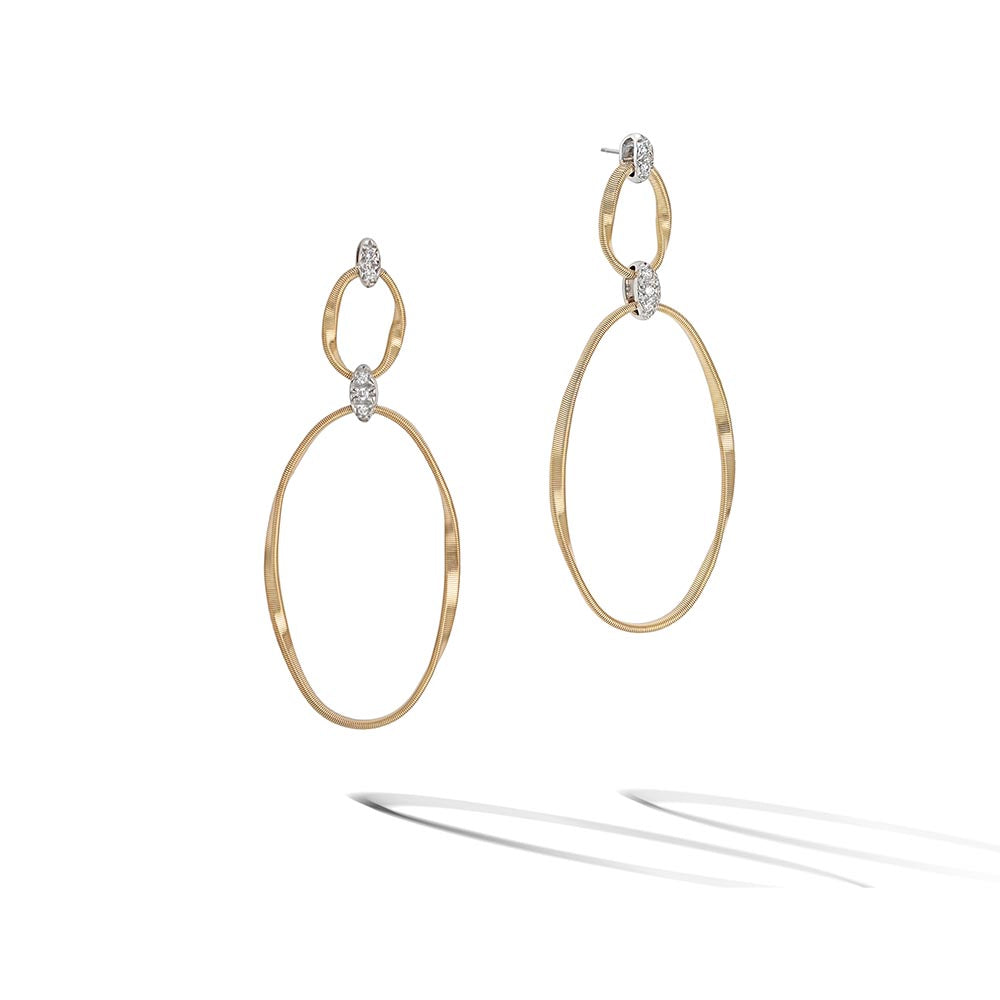 Marco Bicego Marrakech Onde Gold and Diamond Double Drop Earrings
