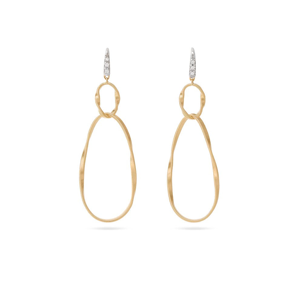 Marco Bicego Marrakech Onde Gold and Diamond Drop Earrings