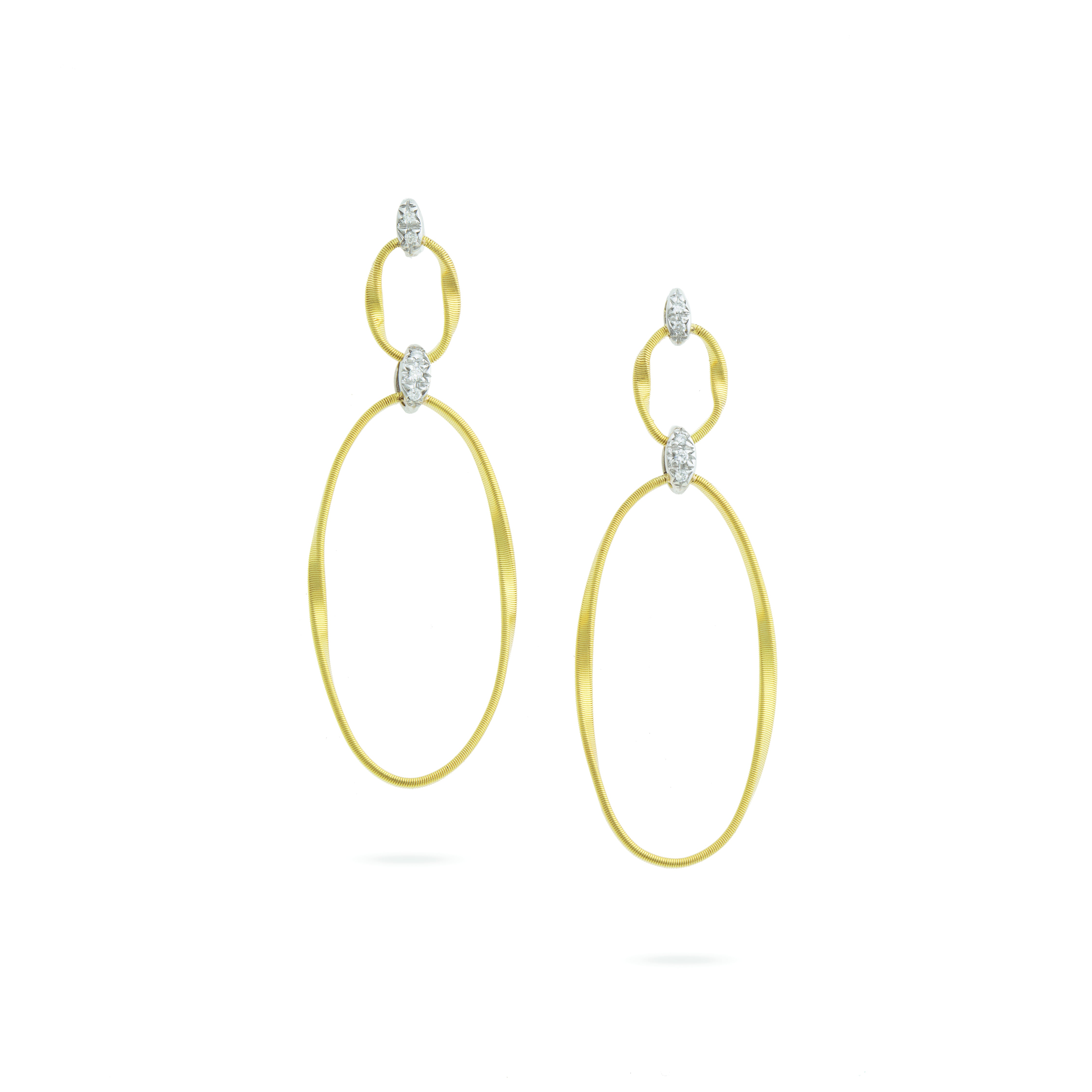 Marco Bicego Marrakech Onde Gold and Diamond Double Drop Earrings
