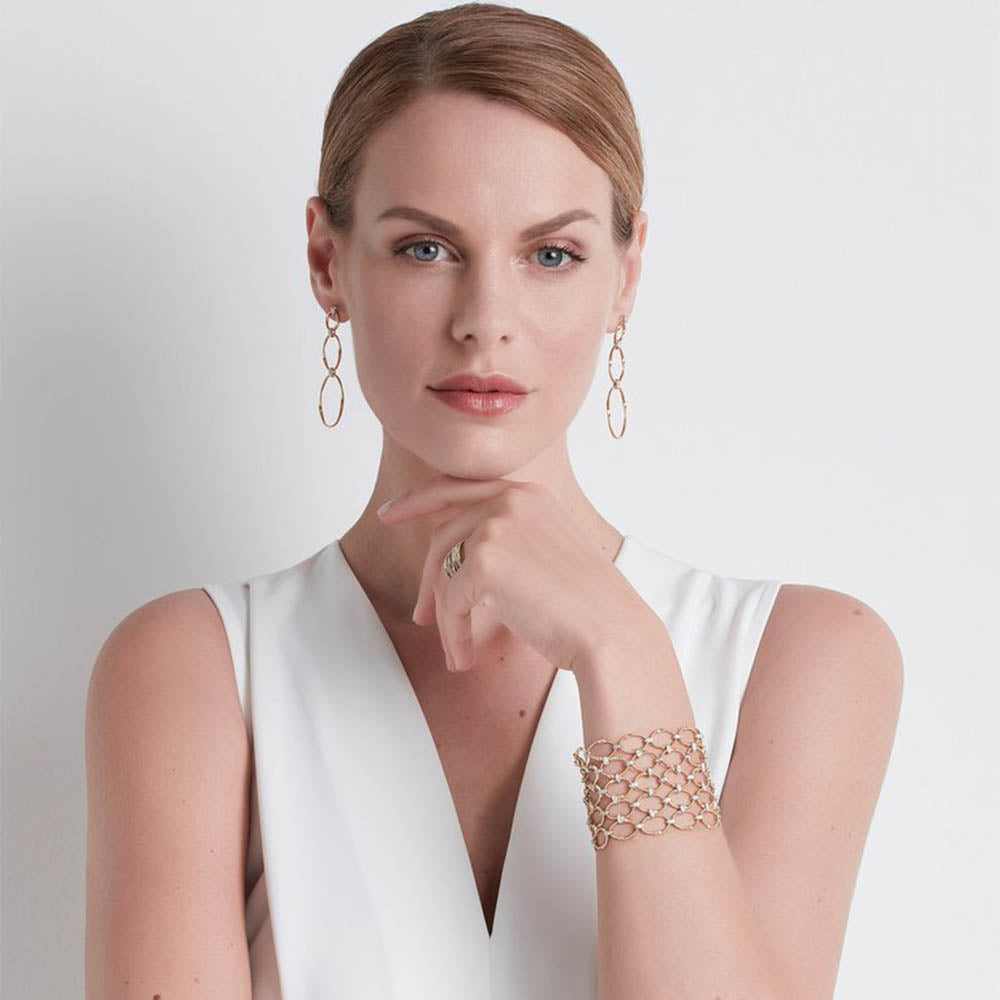 Marco Bicego Marrakech Onde Flat Link Triple Drop Diamond Earrings