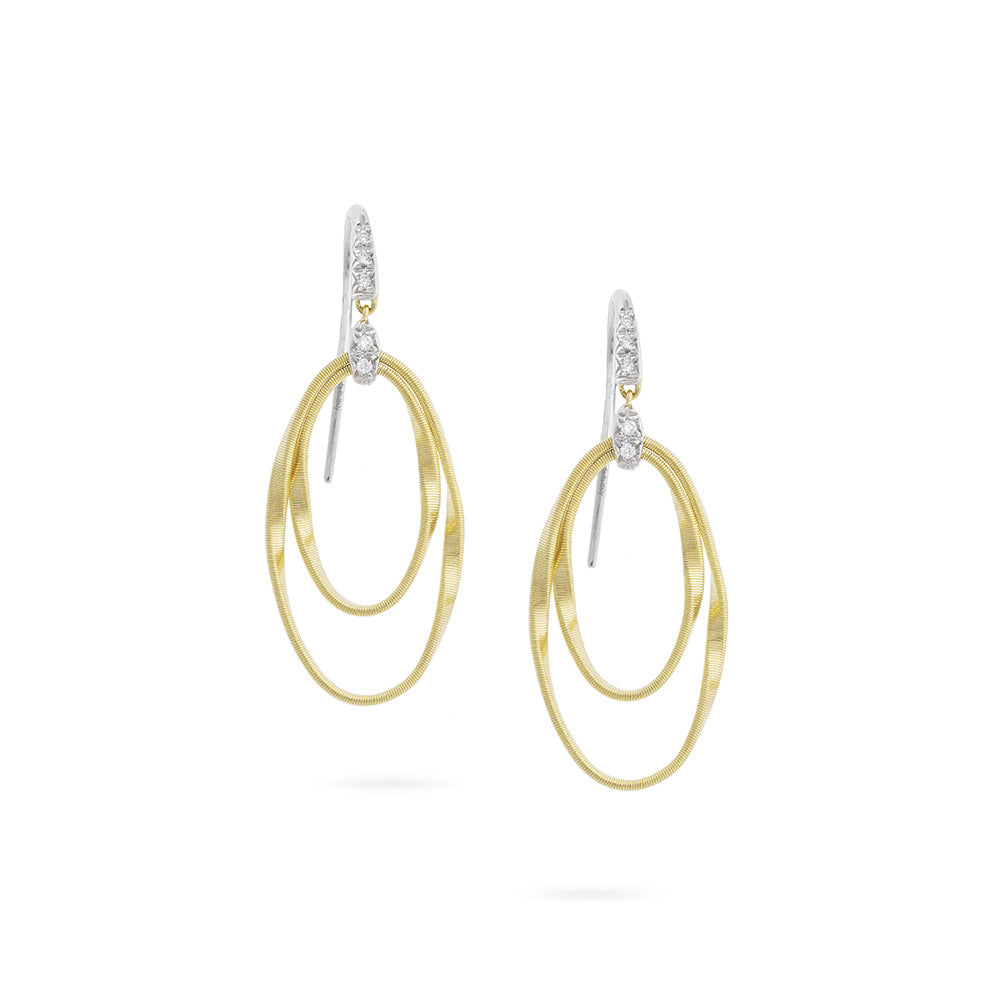 Marco Bicego Marrakech Onde Gold and Diamond Two Strand Earrings