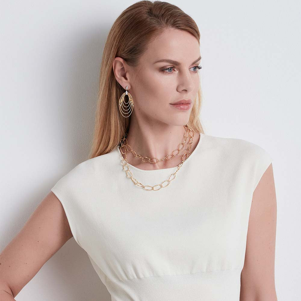 Marco Bicego Marrakech Onde Large Diamond Earrings in 18k Yellow Gold