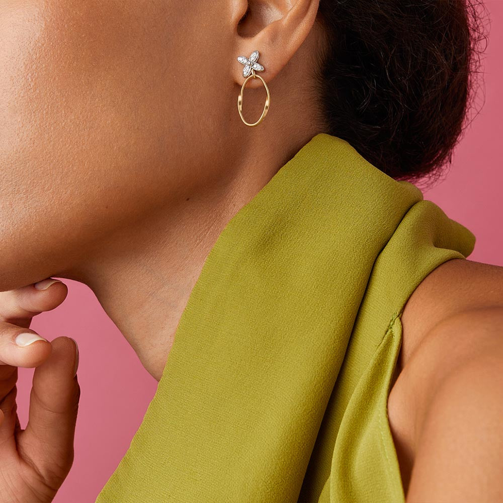 Marco Bicego Marrakech Onde Diamond Flower Drop Earrings
