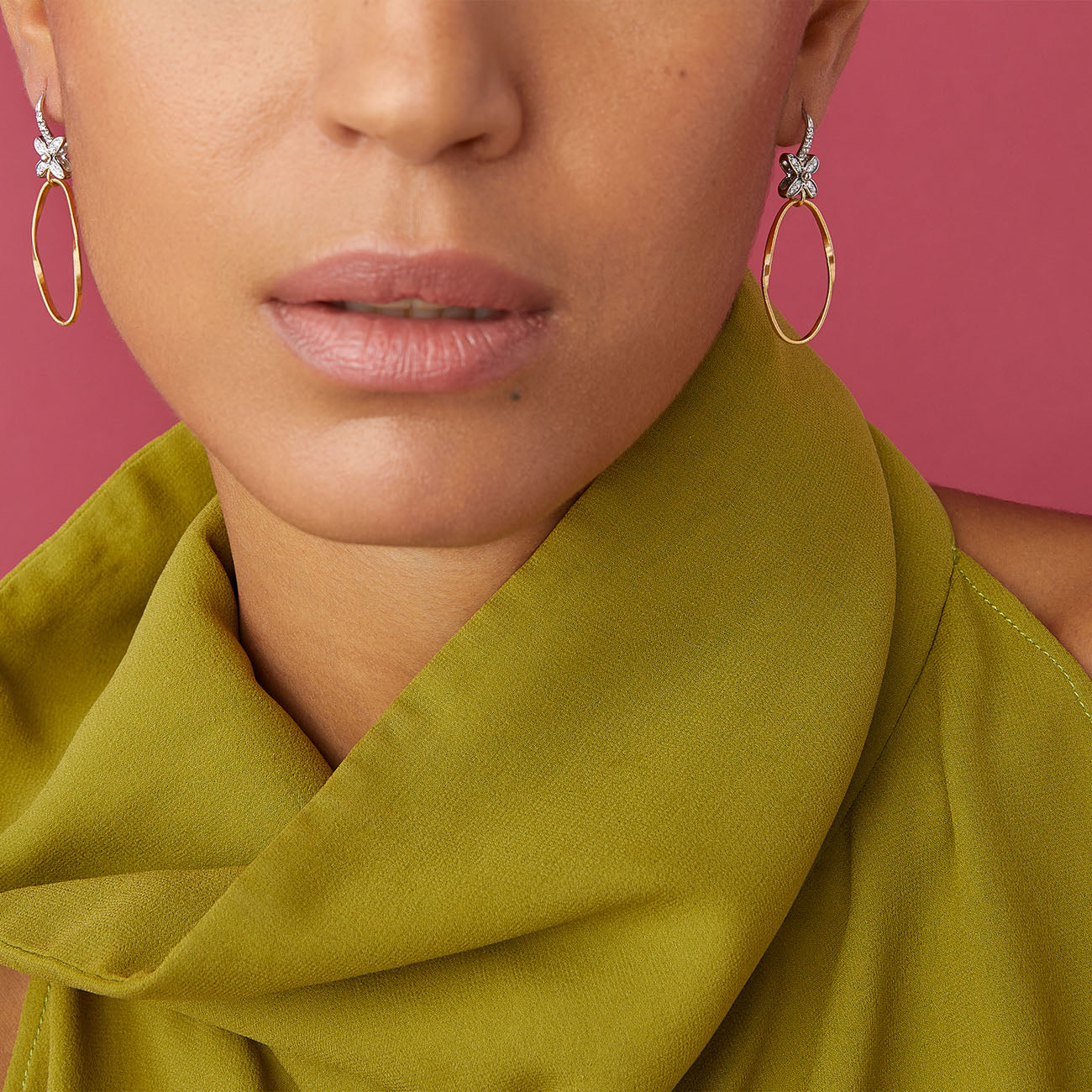 Marco Bicego Marrakech Onde Diamond Flower Hook Earrings