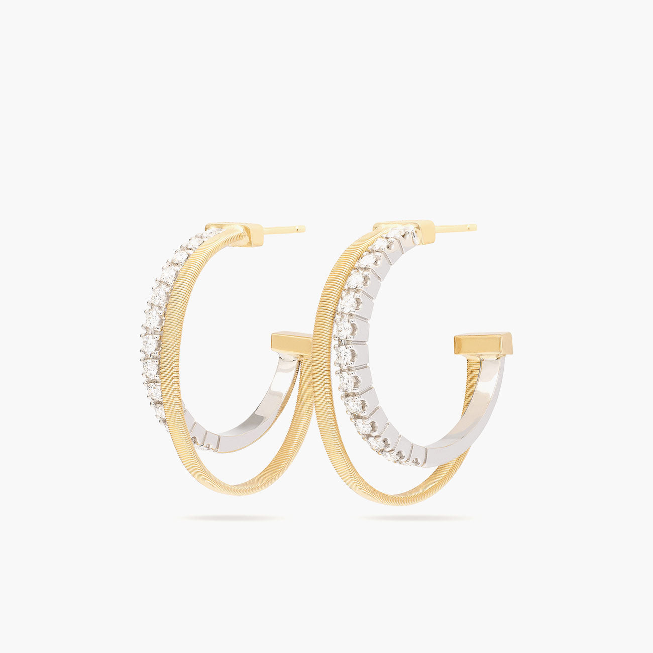 Marco Bicego Masai Yellow Gold Diamond Double Hoop Earrings