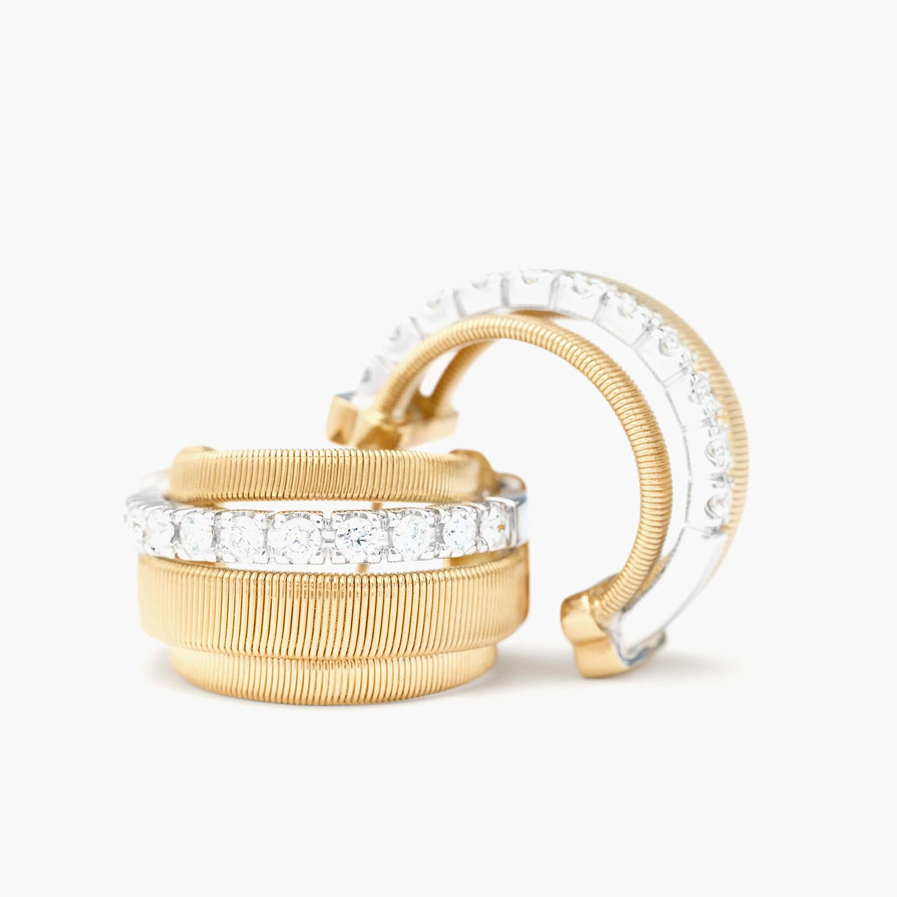 Marco Bicego Masai Yellow Gold Coil Huggie Earrings with Diamonds