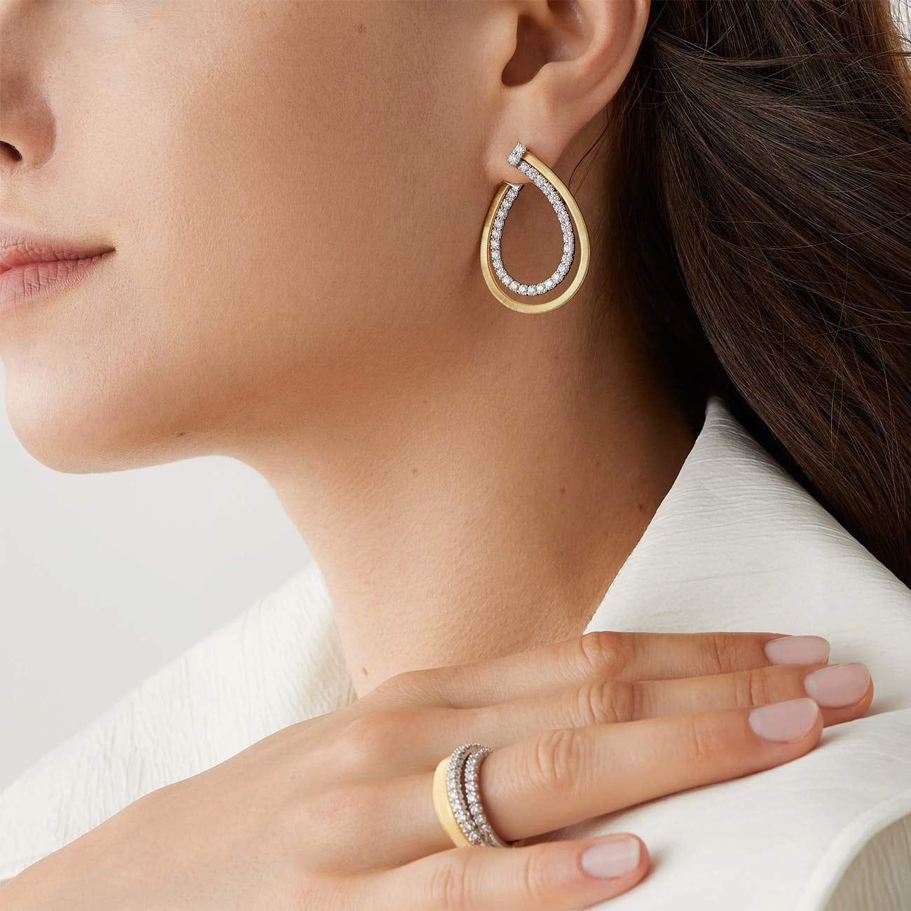 Marco Bicego Masai Yellow Gold Diamond Drop Earrings