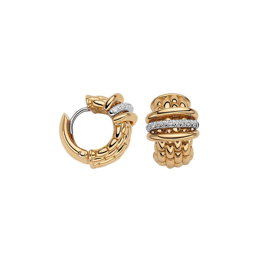 Fope Panorama Gold Diamond Hoop Earrings
