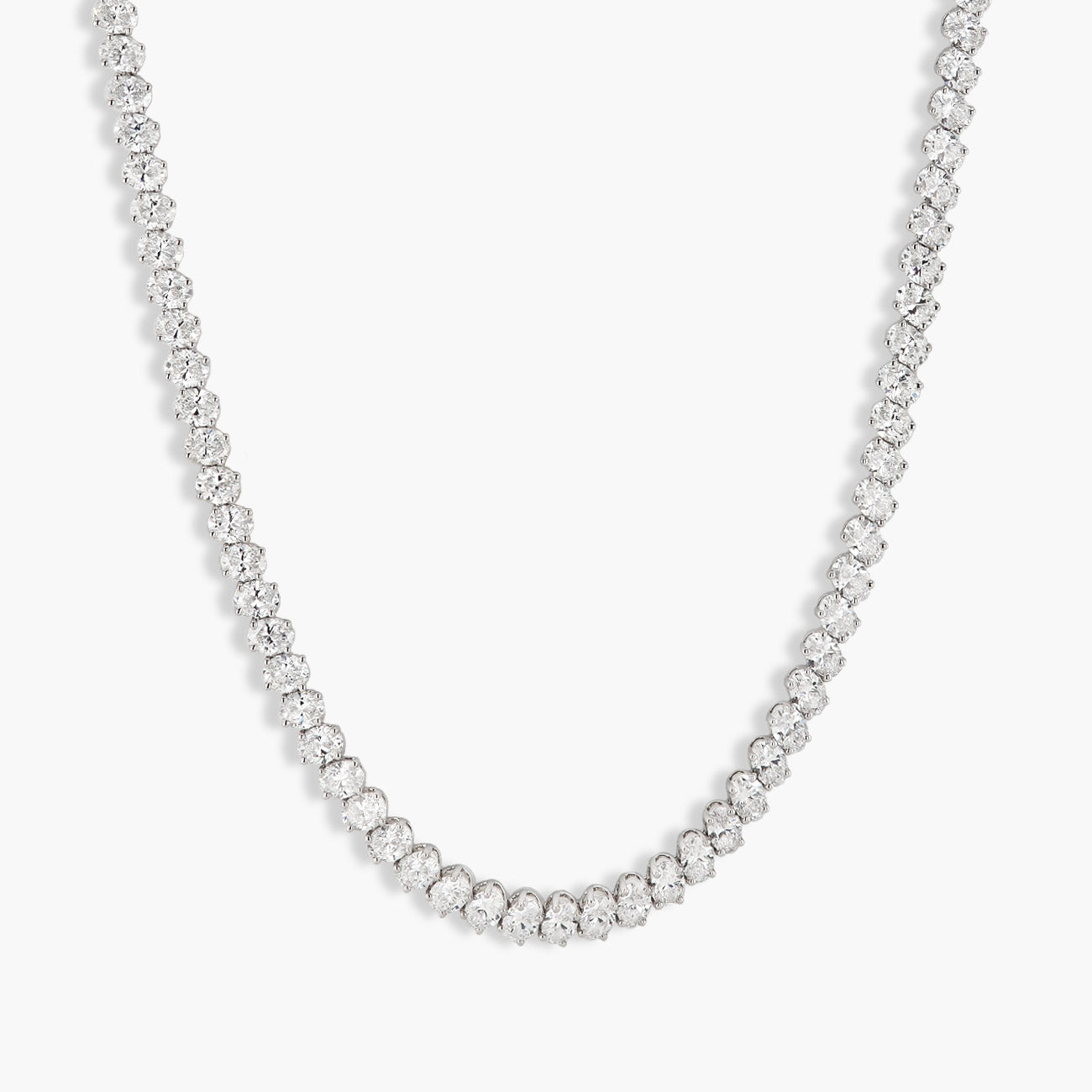18 Carat Oval Bead Diamond Tennis Necklace