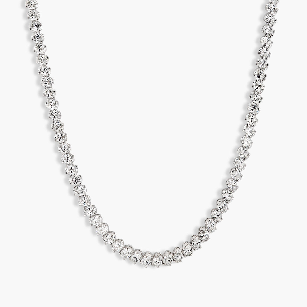 18 Carat Oval Bead Diamond Tennis Necklace