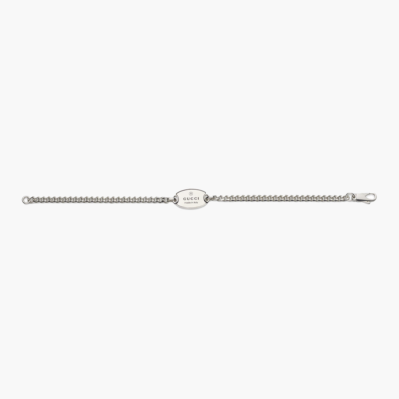 Gucci Trademark Sterling Silver Oval Tag Bracelet