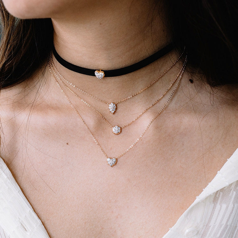 Carbon & Hyde White Gold Diamond Heart Choker Necklace