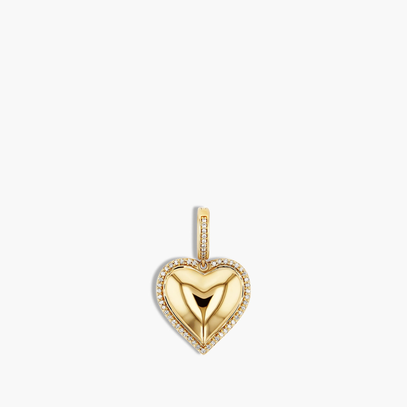 Paramount Gems 0.17 Carat Diamond Edge Puffed Heart Pendant in 14K Yellow Gold