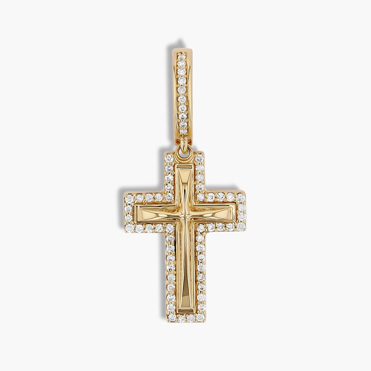 Paramount Gems 0.24 Carat Diamond Edge Cross Pendant in 18K Yellow Gold