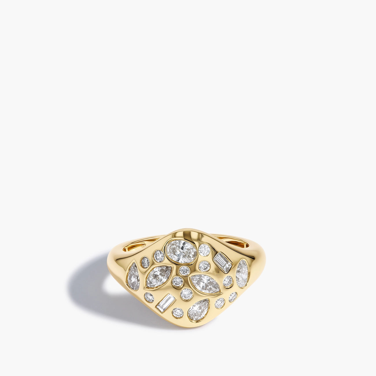 Paramount Gems 1.13 Carat Multi-Shape Diamond Signet Ring in 14K Yellow Gold