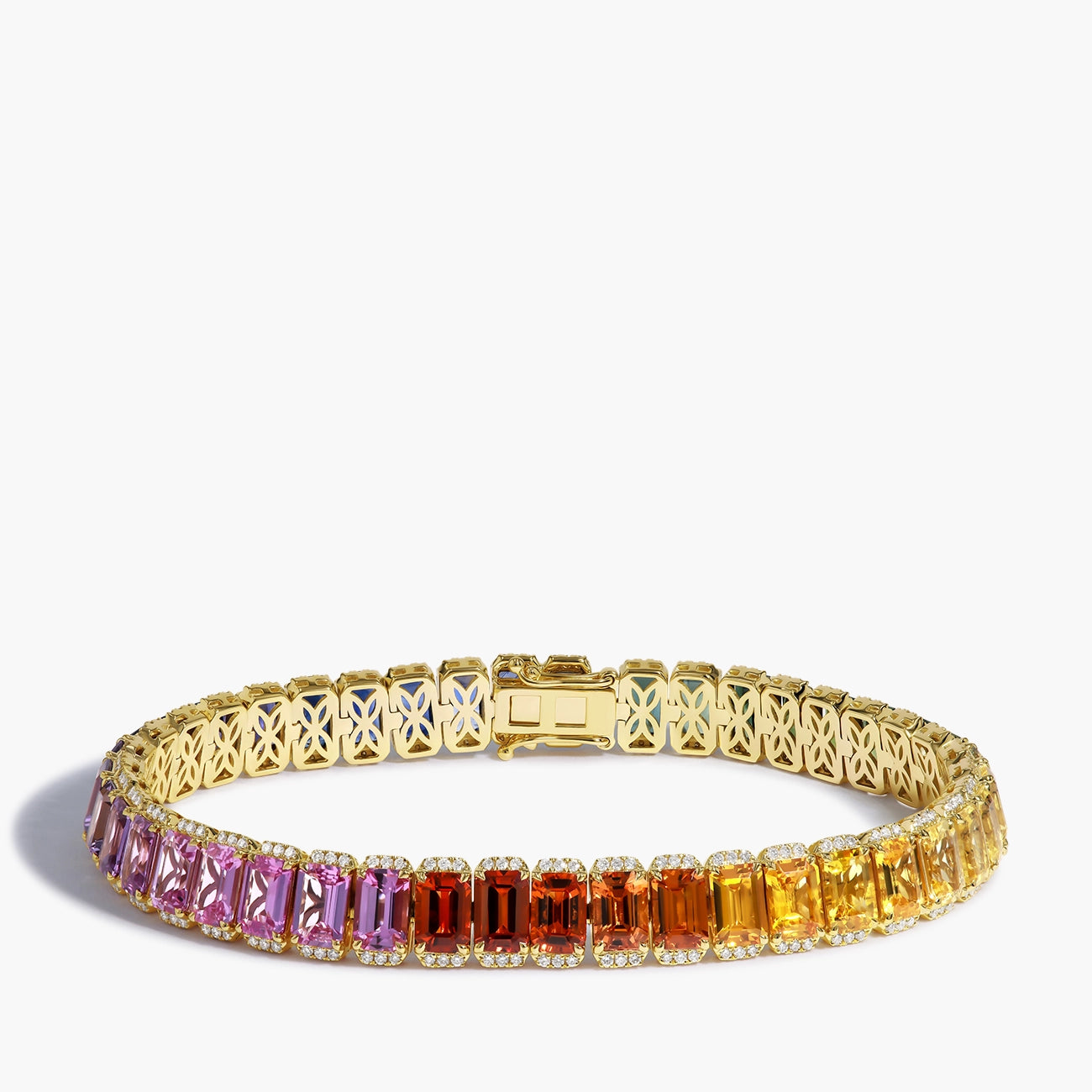 Paramount Gems 25.74 Carat Multi-Stone Halo Bracelet in 14K Yellow Gold