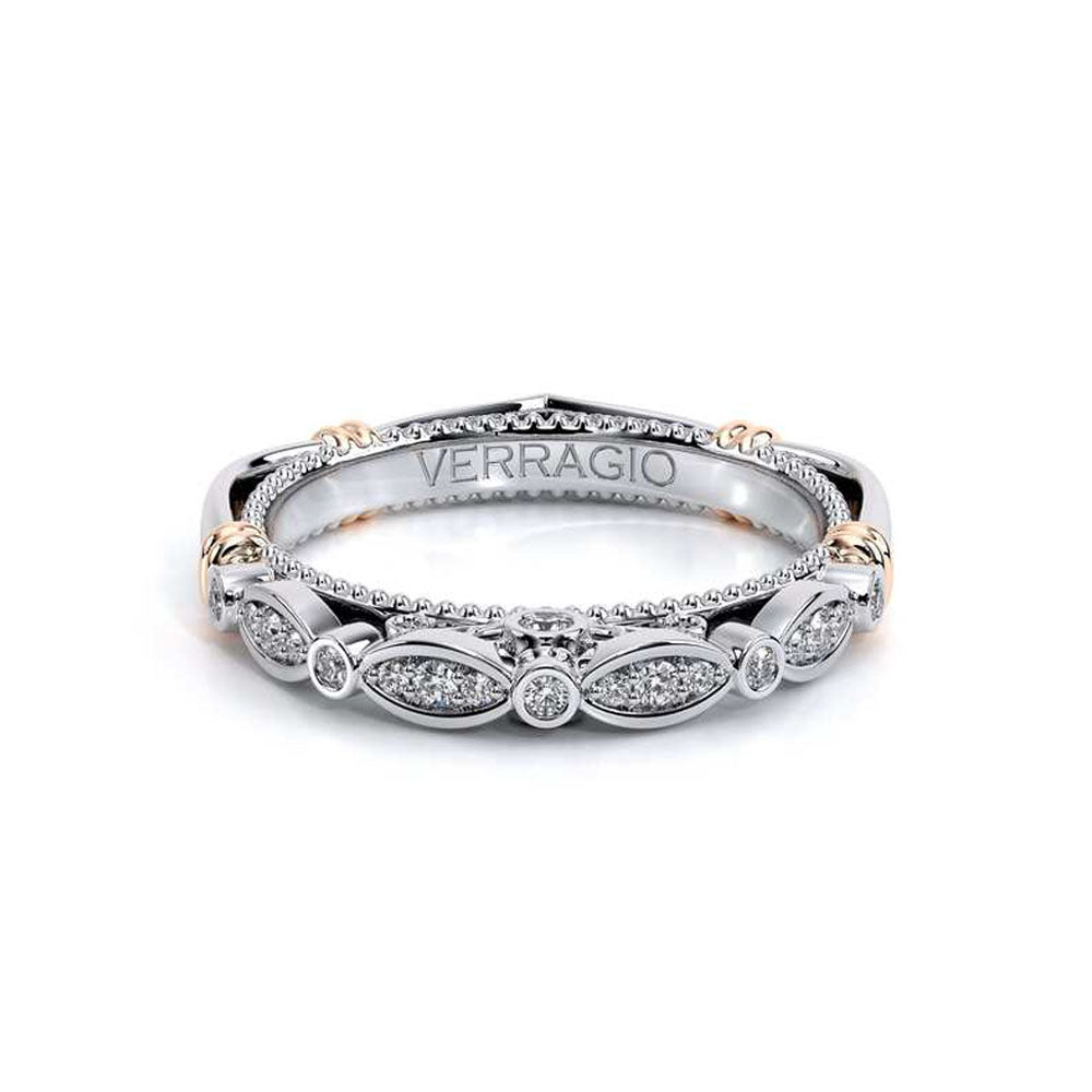 Verragio Parisian Rose Gold Accent Diamond Halfway Wedding Band