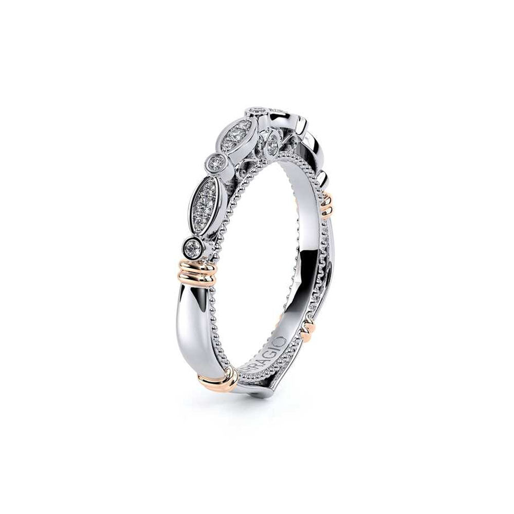 Verragio Parisian Rose Gold Accent Diamond Halfway Wedding Band