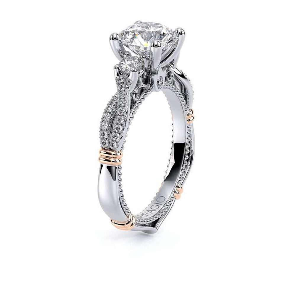 Verragio Parisian Round Three Stone Engagement Ring Setting in White Gold