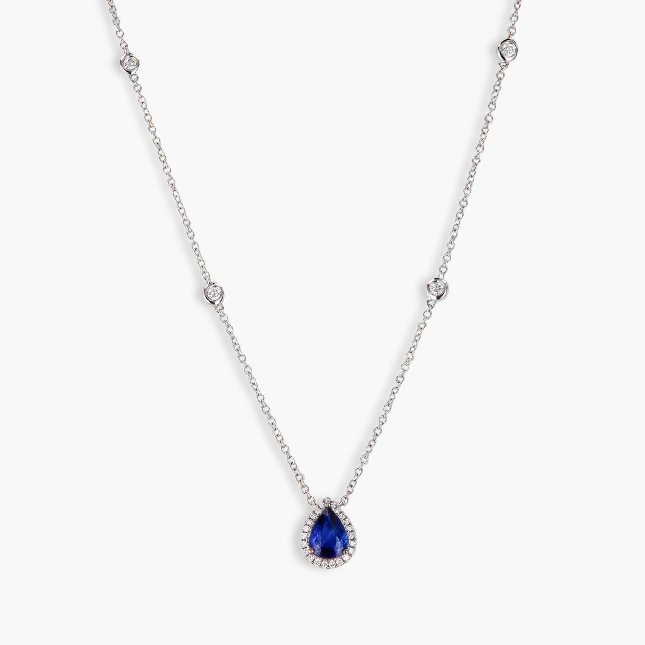 Blue Sapphire Pear-Shaped Pendant Necklace