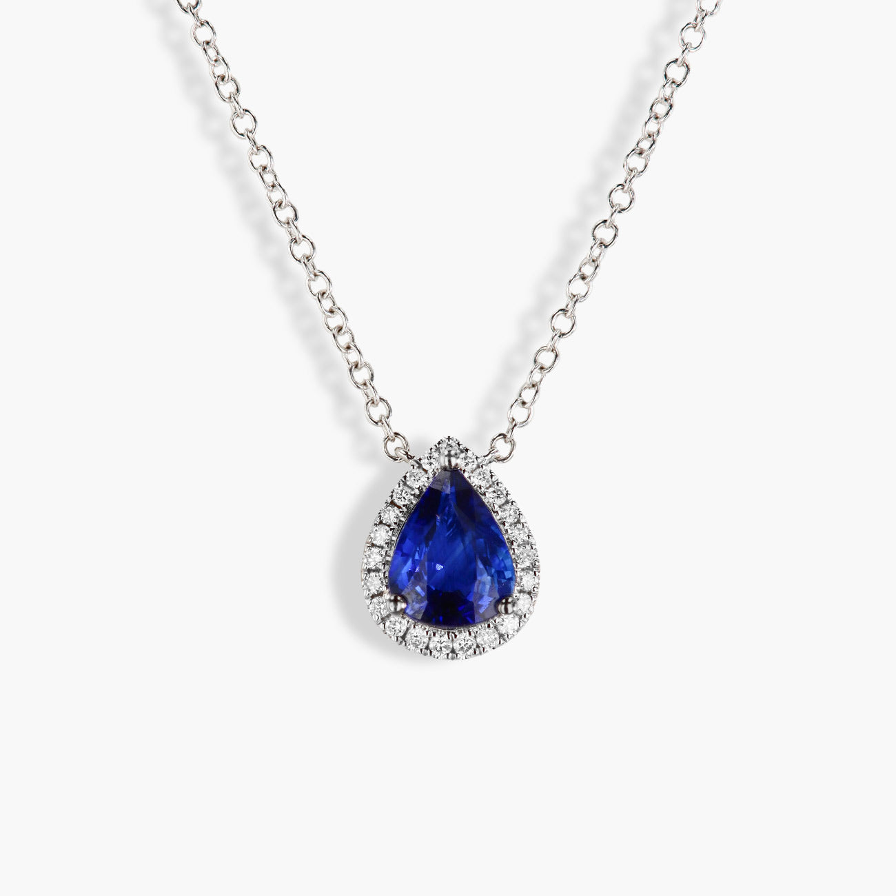 Blue Sapphire Pear-Shaped Pendant Necklace