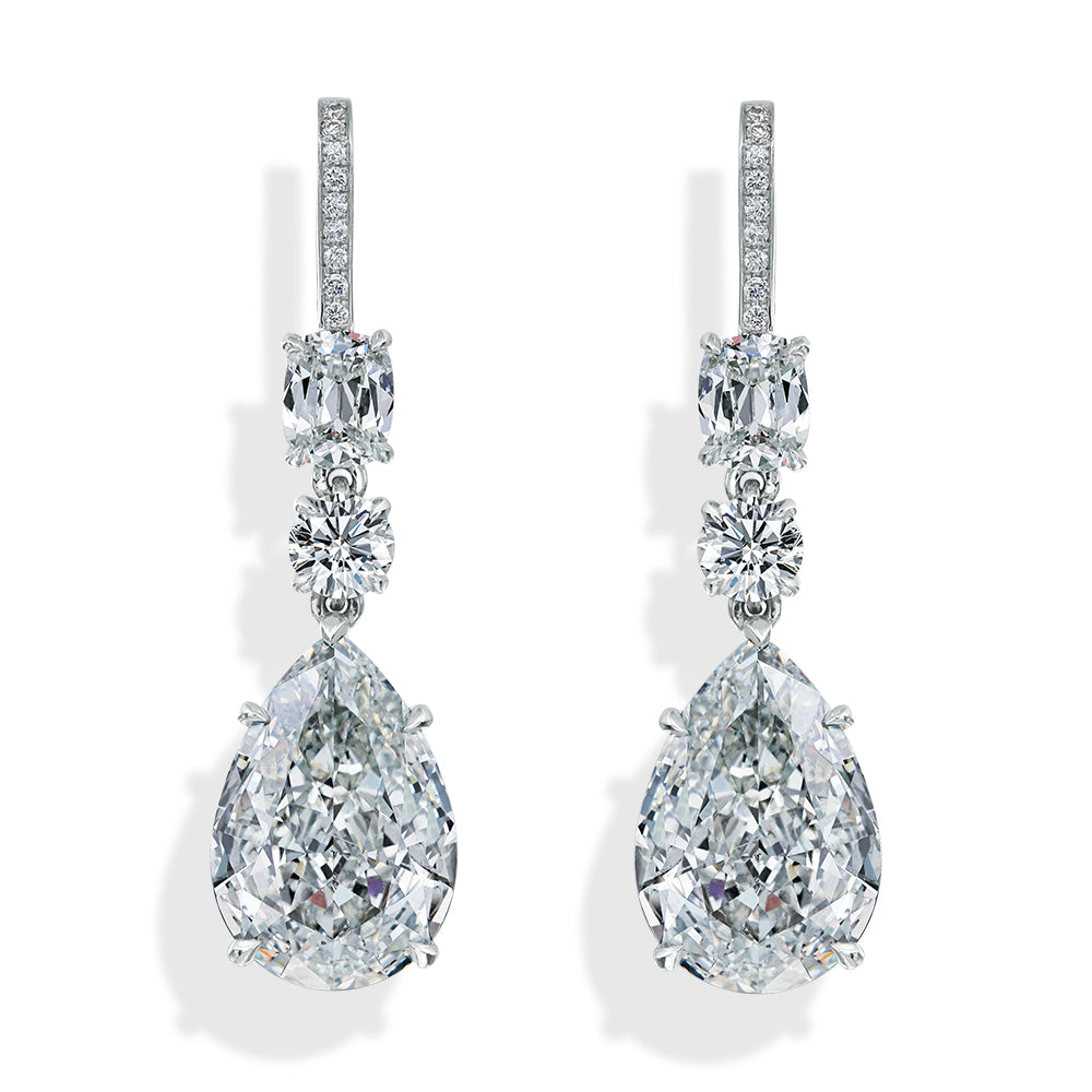 10ctw Carat Pear Shaped Diamond Drop Earrings